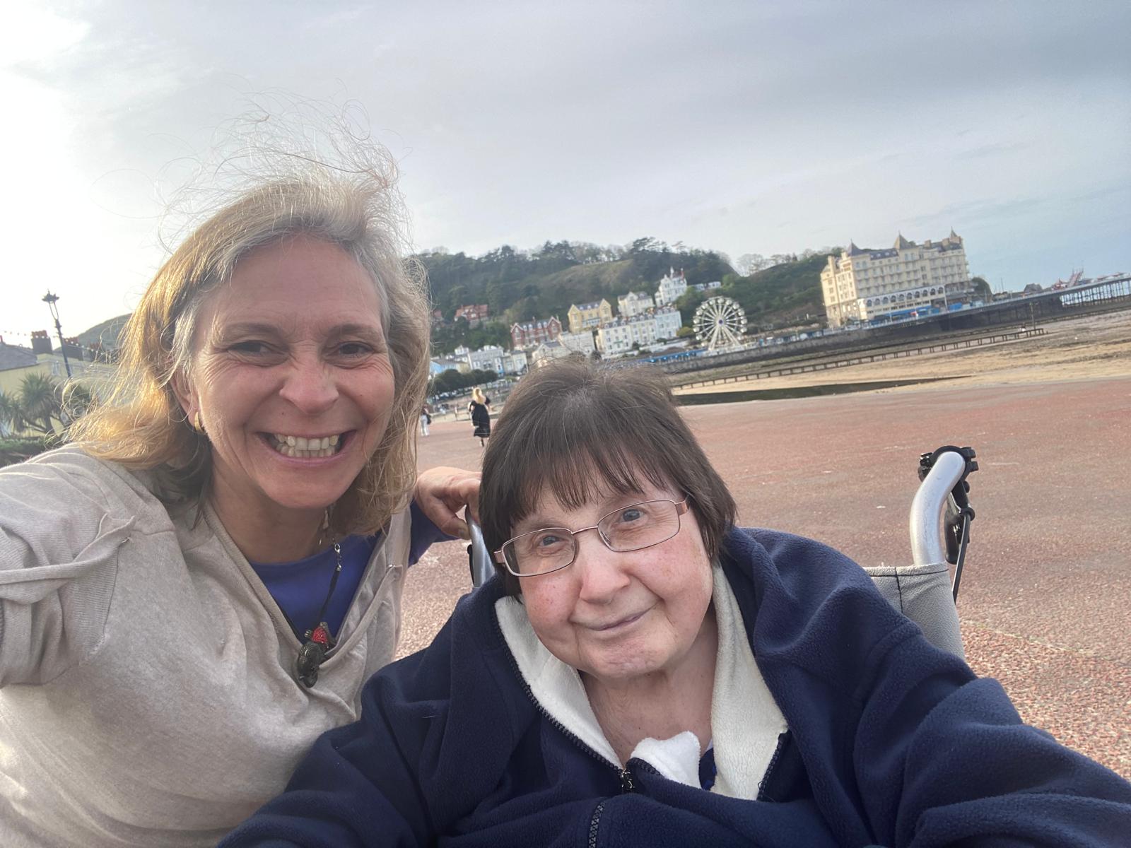 Nicola and Day Brightener, Caroline, enjoying a night in Llandudno